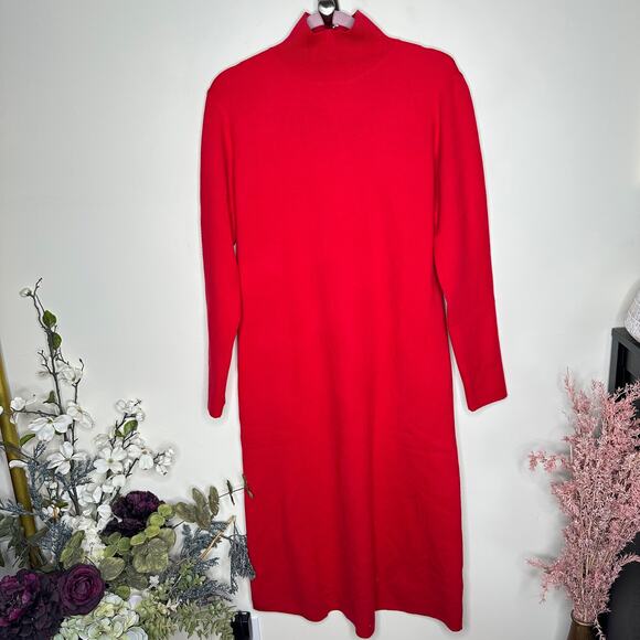 ZARA Mock High Neck Knit Midi Dress Red {YY42} - Picture 8 of 12